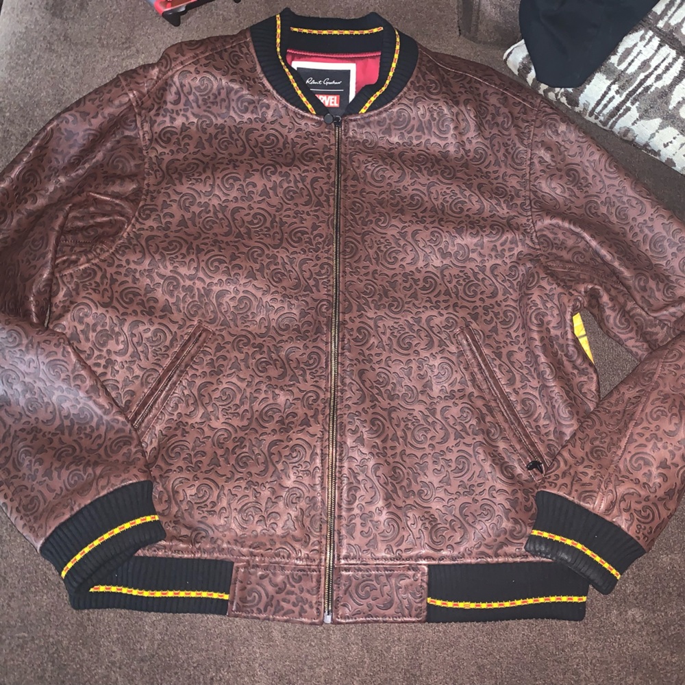 Robert graham marvel limited edition black panther leather coat